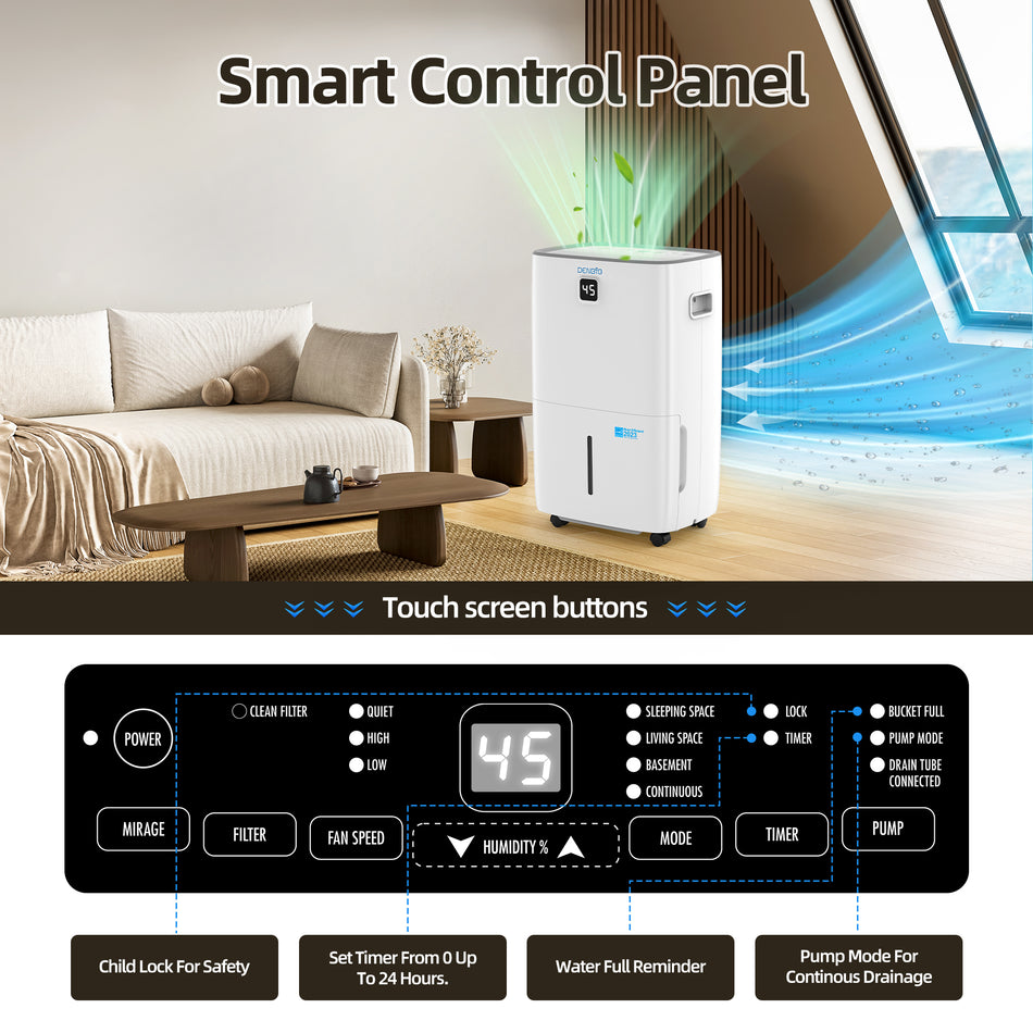 35 pt. 2500 sq.ft. Dehumidifier in White with Bucket and Drain Hose for Basement, Garage and Damp Rooms, ENERGY STAR