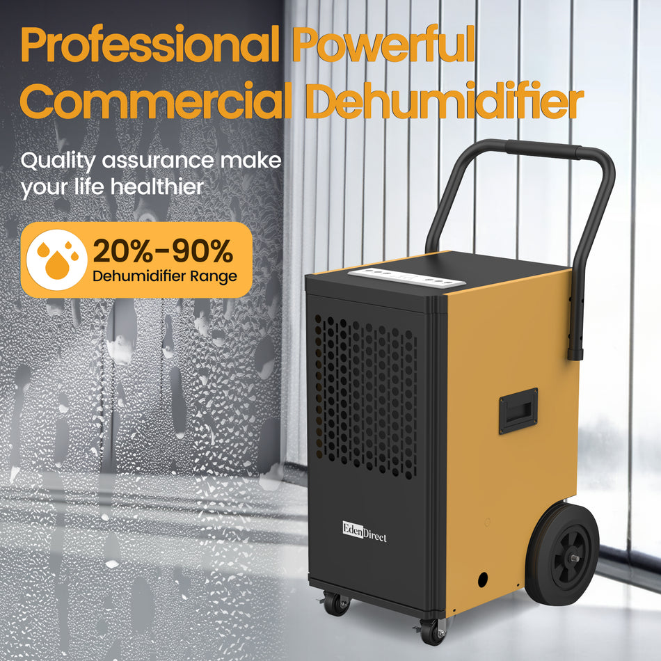 110 pt. 5,000 sq.ft. Buckless Commencial Dehumidifier in Yellows, with Drain Hose, Pump for Basement