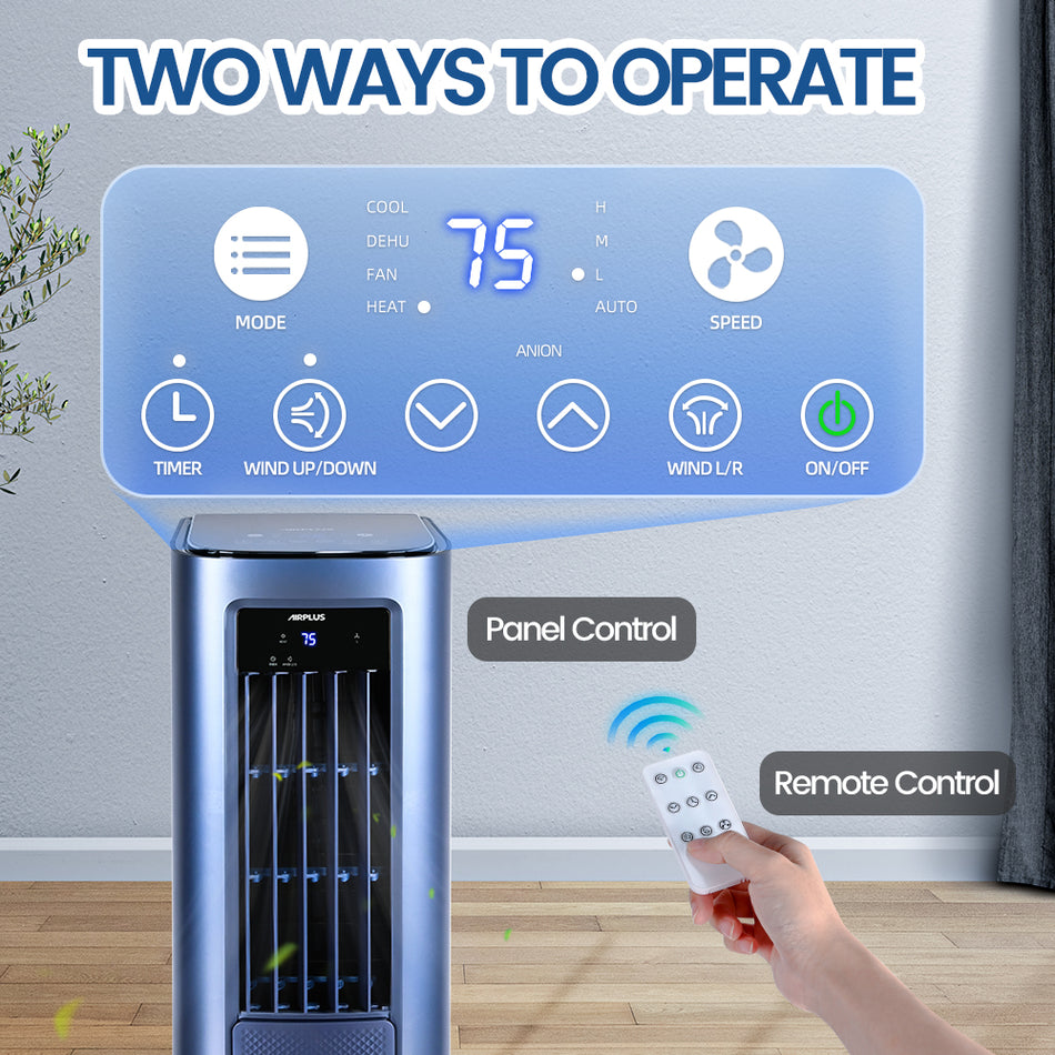 7,800 BTU (DOE) Portable Air Conditioner Cools 7,00 Sq. Ft. with Heater and Dehumidifier, with Remote Control