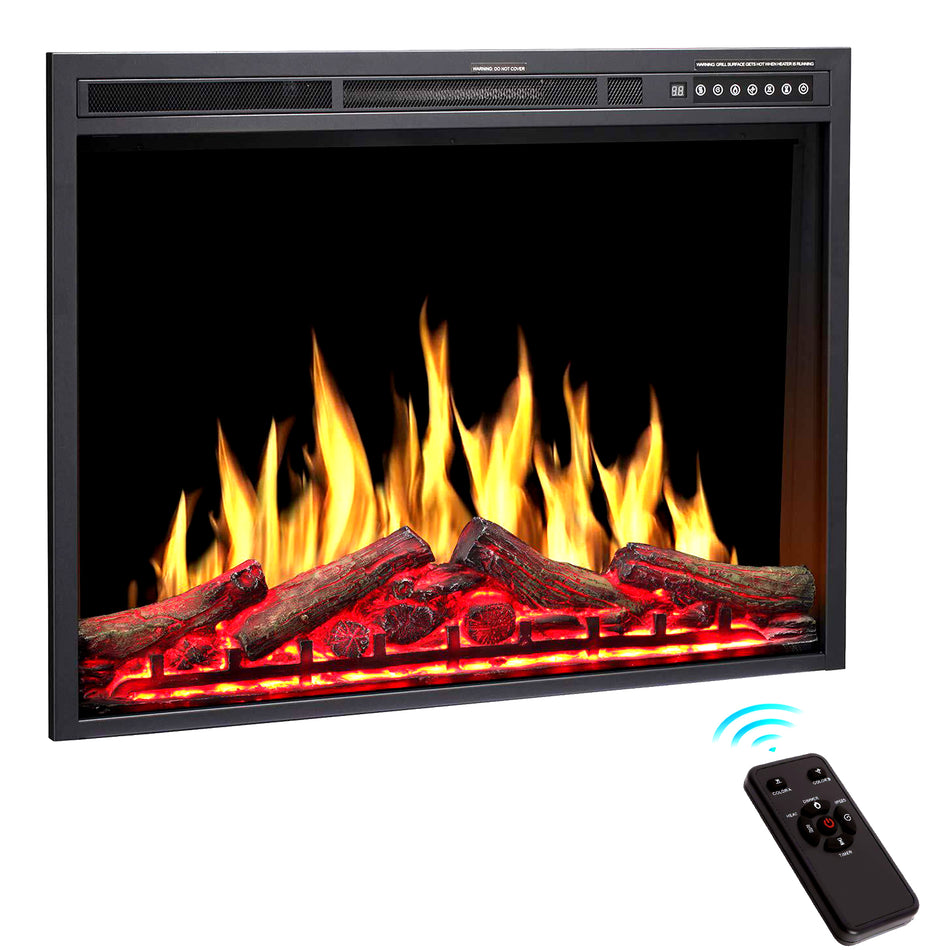 34 in. Ventless Electric Fireplace Insert, Remote Control