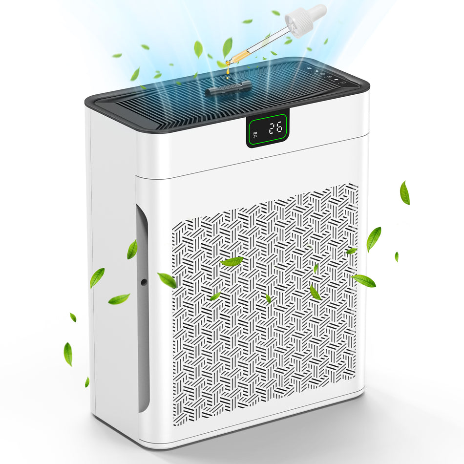 1100 sq. ft. H13 HEPA Personal Air Purifier in White with PM2. 5 Sensor, Sleep Mode, for Pet Fur, Pollen, Cooking Smell