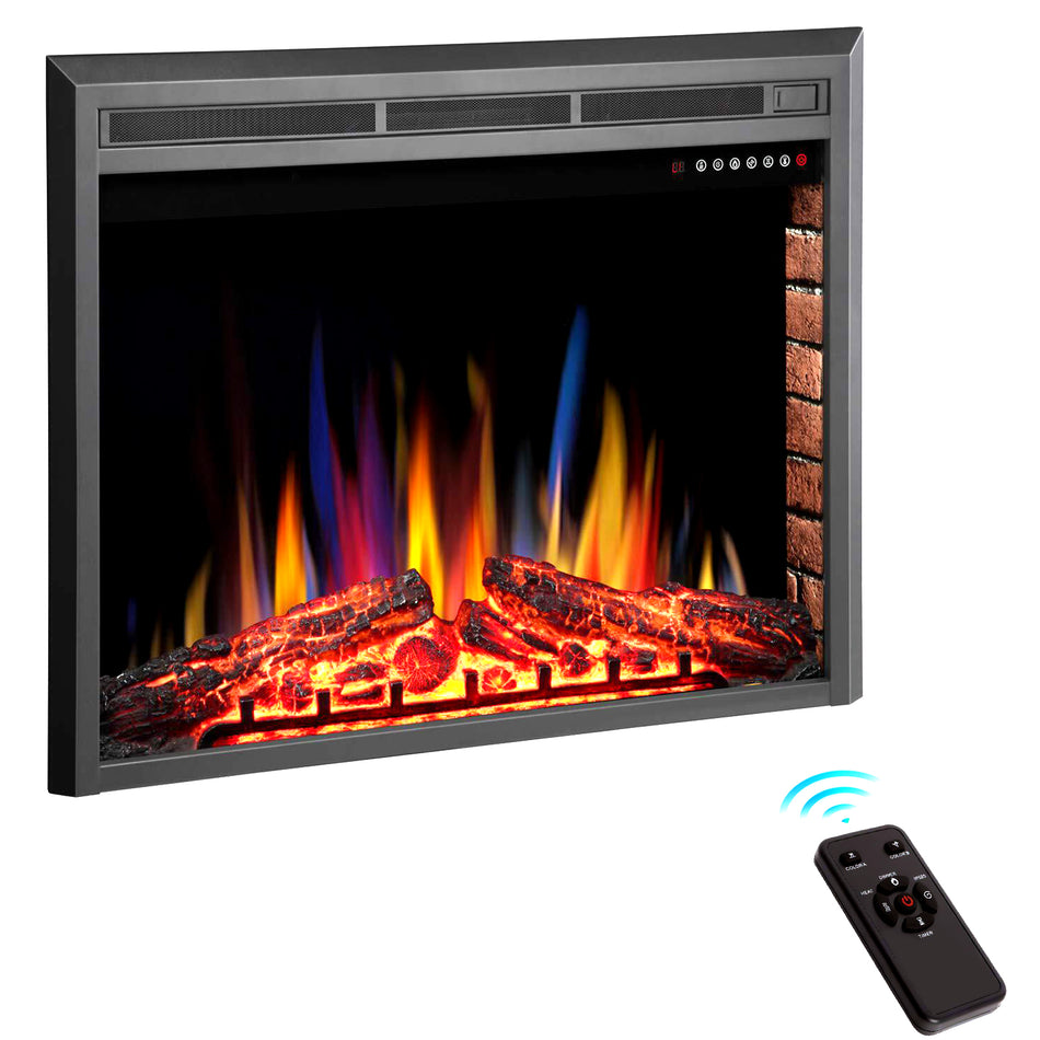 39 in. Ventless Electric Fireplace Insert, Remote Control, Adjustable Led Flame Brightness