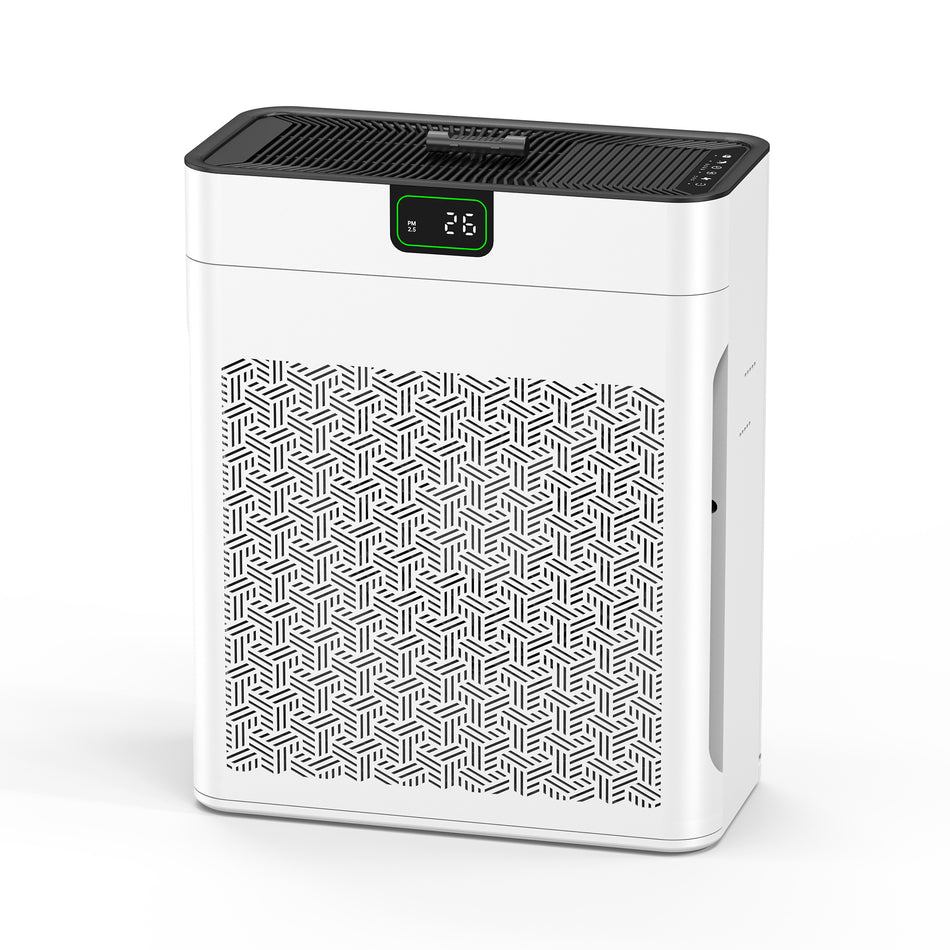 1100 sq. ft. H13 HEPA Personal Air Purifier in White with PM2.5 Sensor, Sleep Mode, for Pet Fur, Pollen, Cooking Smell