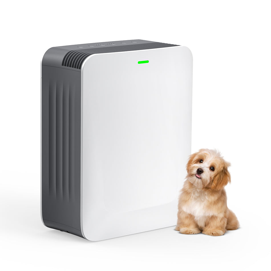 1485 sq. ft.3-Speed HEPA-True Console Air Purifier in Whites,with True HEPA 3-Stage and Remove 99.97% Hair,Dust,Smoke