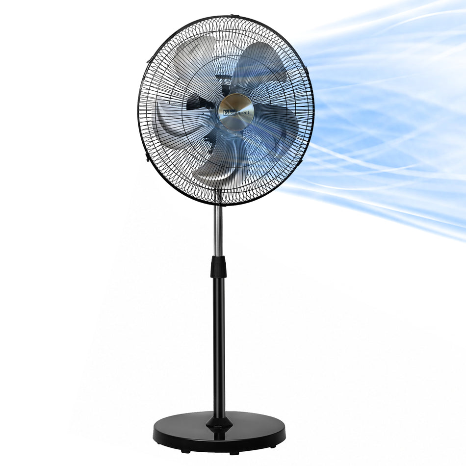 20 in. 5-Speed Pedestal Fan in Black, with 90° Auto Oscillation, with High Velocity, Adjustable Pole Height