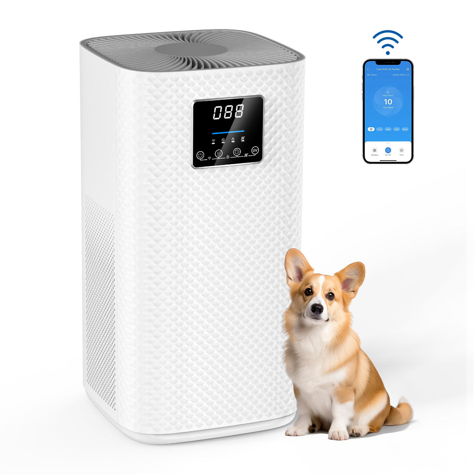 2200 sq. ft. True HEPA Room Air Purifier in White, 235 CFM with Sleep Mode, Child lock, Timer