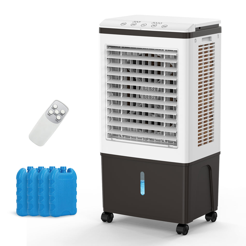 2,800 CFM 3-Speed 12 Gal. Portable Evaporative Cooler, Swamp Cooler for 650 sq. ft. w/ Remote, Air Swing, Timer (Brown)