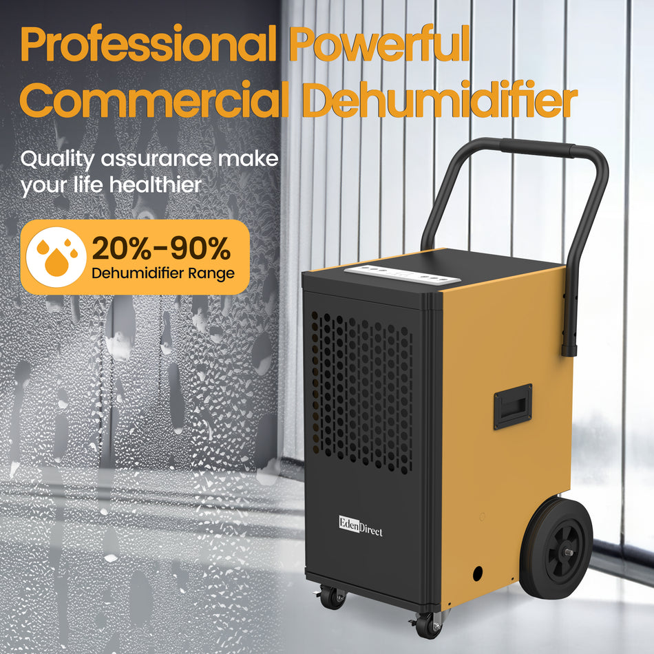 150 pt. 6,000 sq. ft. Buckless Industrial Dehumidifier in Yellows with Pump, Dehumidifier for Basement, ETL Certified