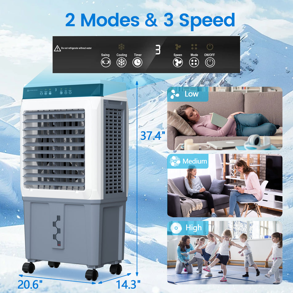3450CFM 3-Speed Portable Evaporative Cooler for 300 sq. ft. with Remote Control