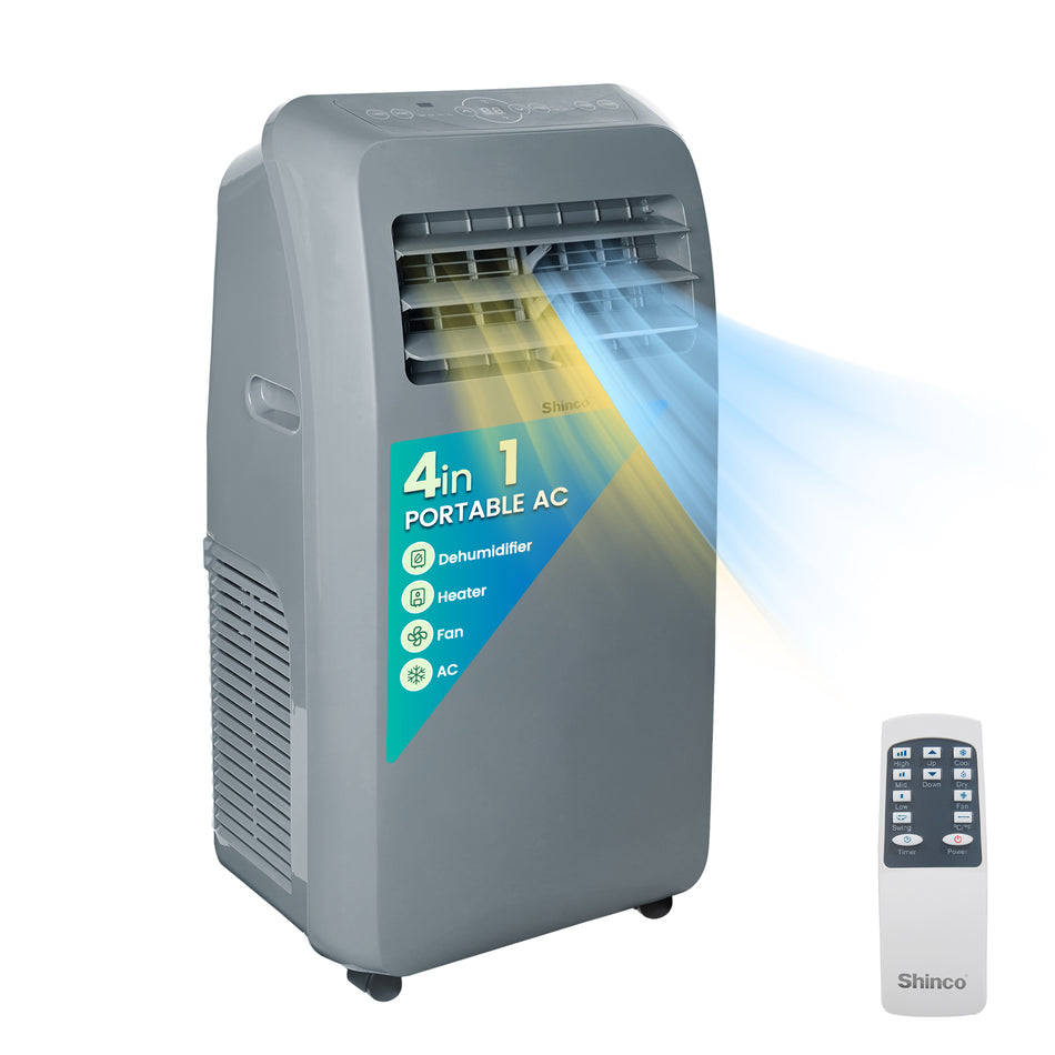 10,000 BTU (6,450 BTU DOE) Portable Air Conditioner Cools 400 sq. ft. with Heater, Dehum & Remote, 3-Speed Fan