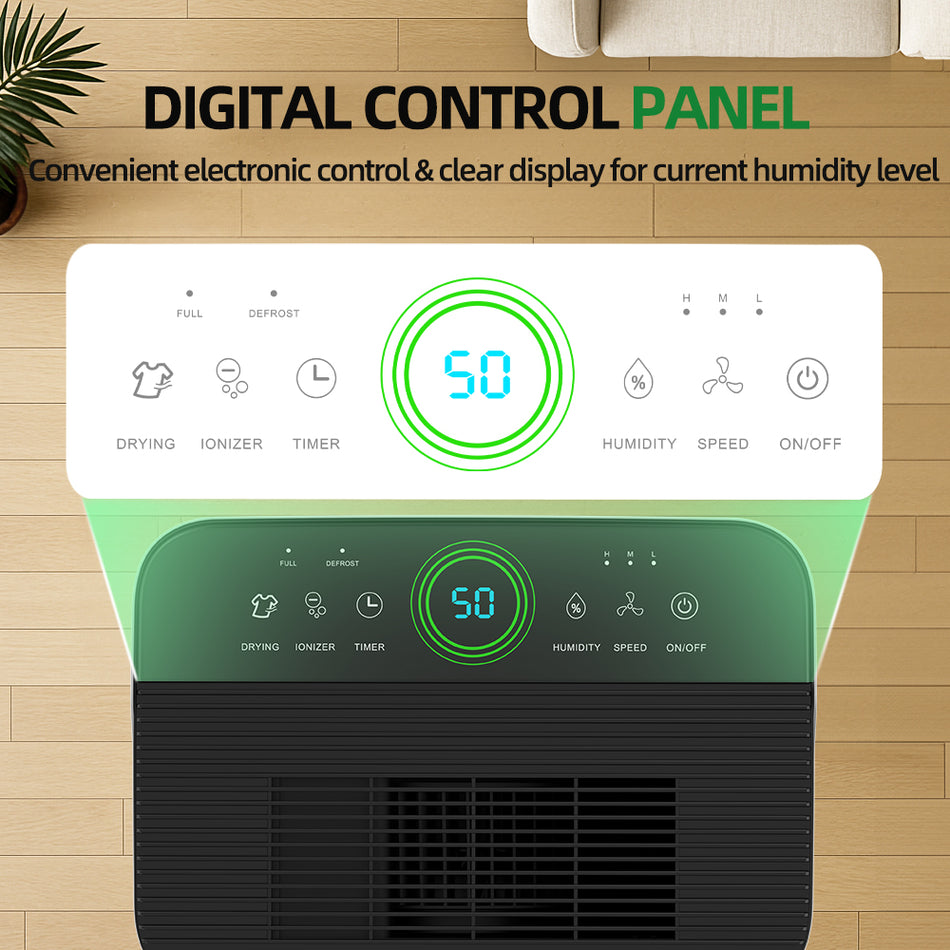 53 pt. 4,500 sq. ft. Dehumidifier in White with Drain Hose and Bucket, Auto Defrost, Low Noise, Ion-Air Purifying