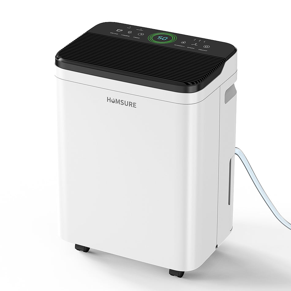 53 pt. 4,500 sq. ft. Dehumidifier in White with Drain Hose and Bucket, Auto Defrost, Low Noise, Ion-Air Purifying