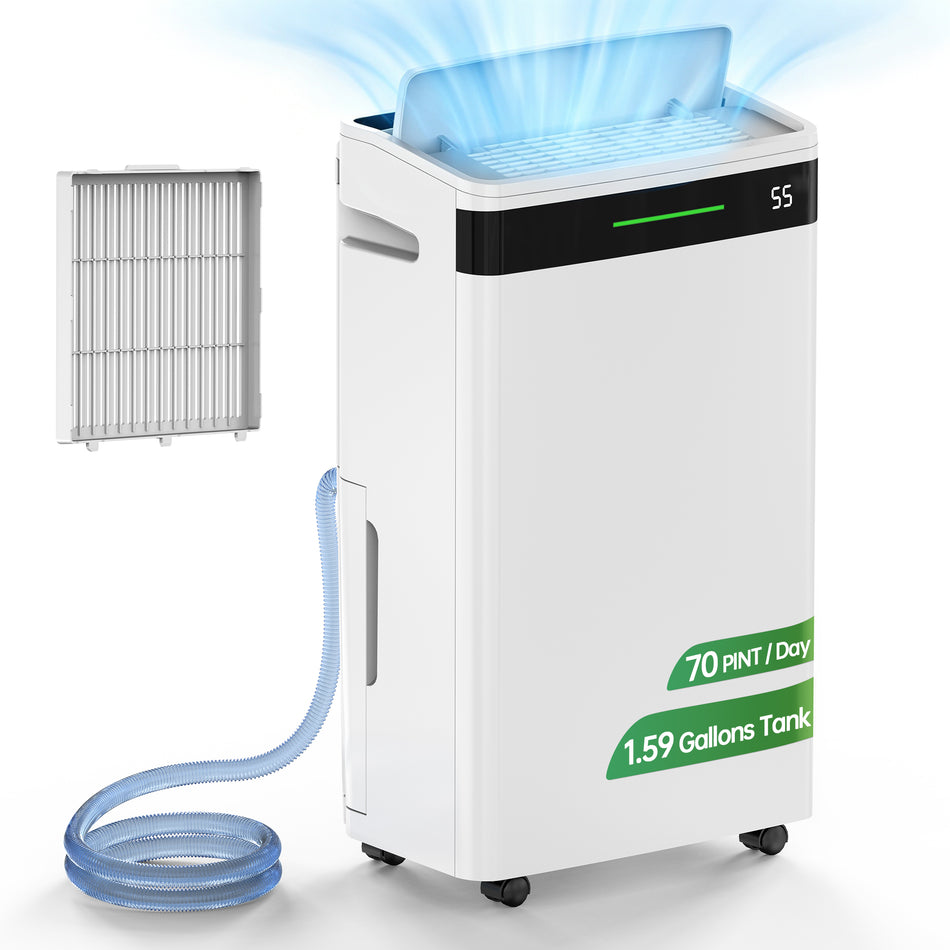 60 pt. 4500 sq. ft. Dehumidifier with Large Bucket for Home in White, with Drain Hose, Child Lock, Wind Swing Adjustable