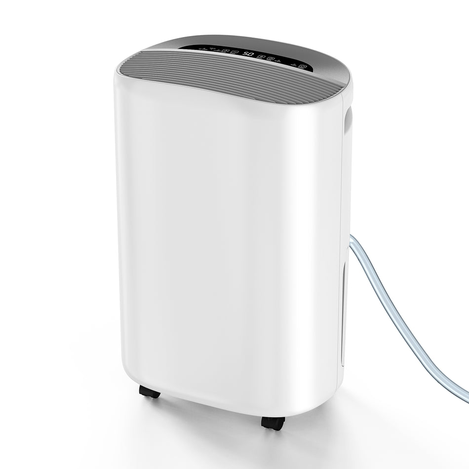 50 pt. 4,000 sq. ft. Dehumidifier in. White with Drain Hose, 1 Gal. Bucket, 45dB Quiet for Bedroom, Auto Defrost, Timer