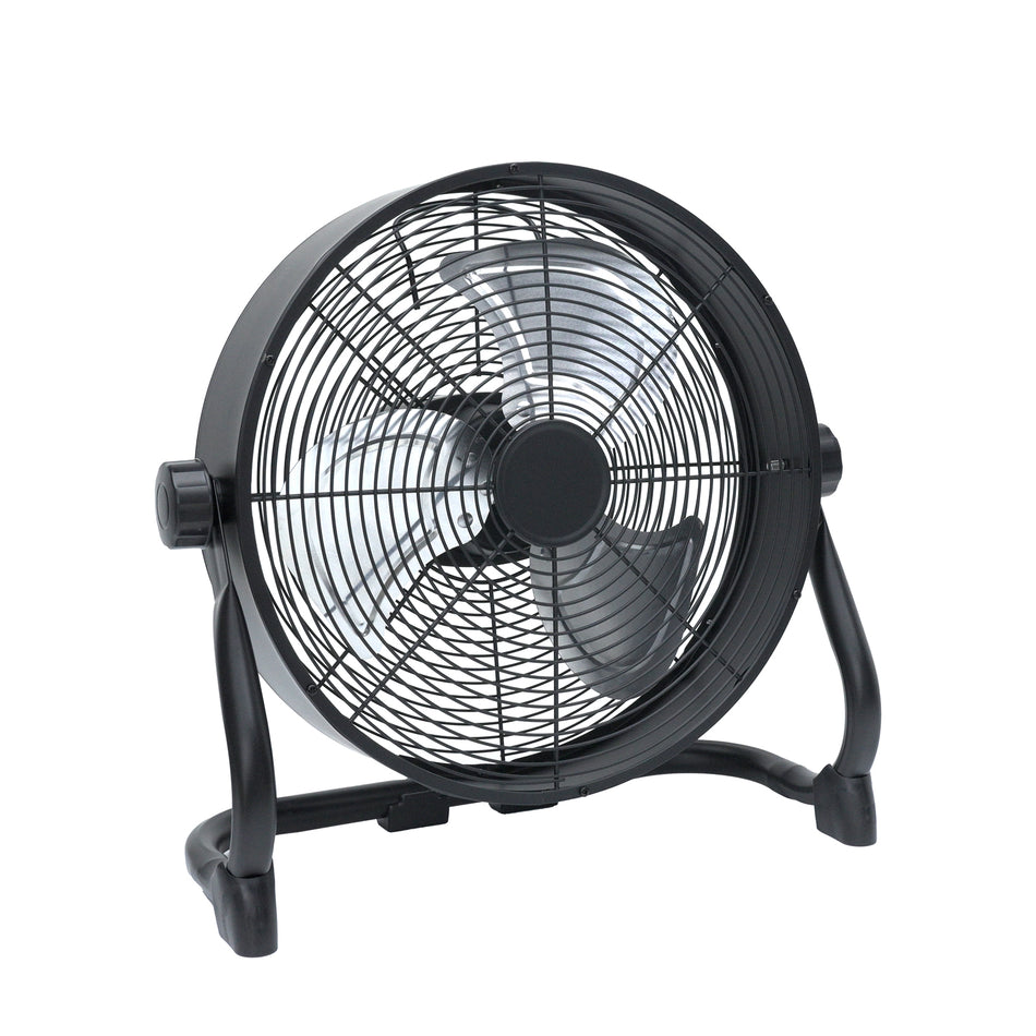 12-in 120 -Volt Indoor Black Oscillating Floor Fan Charger Included