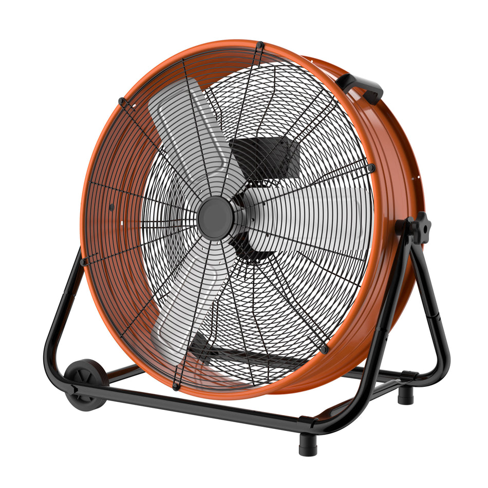 24 in. 3 Speeds Industrial Drum Fan in Orange with 1/3 HP PSC Motor and 360?? Adjustable Tilt, Low Noise