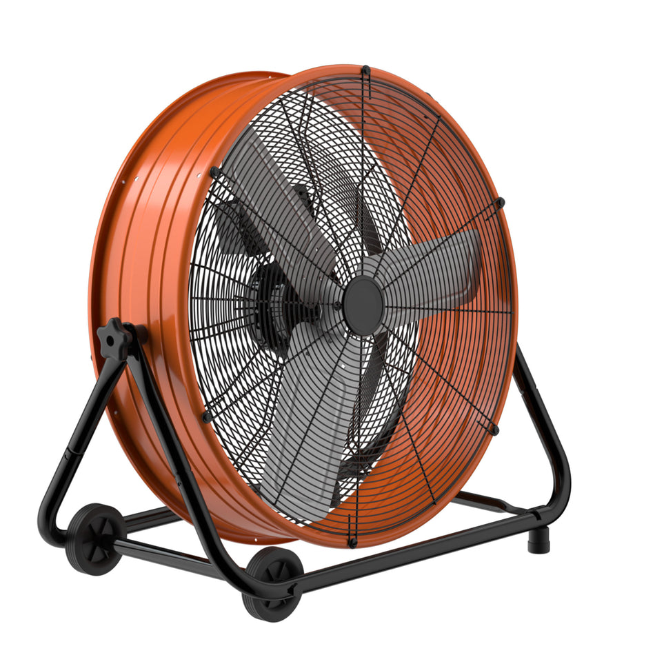 24 in. 3 Speeds Industrial Drum Fan in Orange with 1/3 HP PSC Motor and 360?? Adjustable Tilt, Low Noise