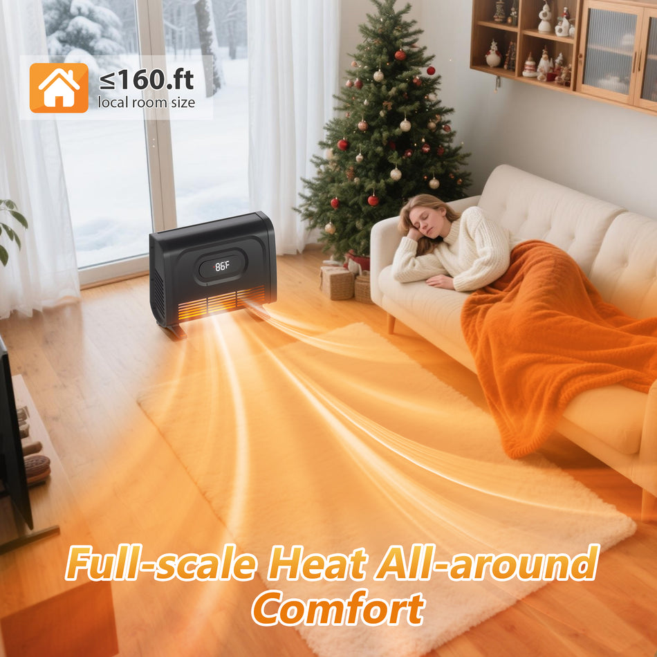 1500 W 12.4 in. Electric Compact Ceramic Space Heater with Adjustable Thermostat for Living Space