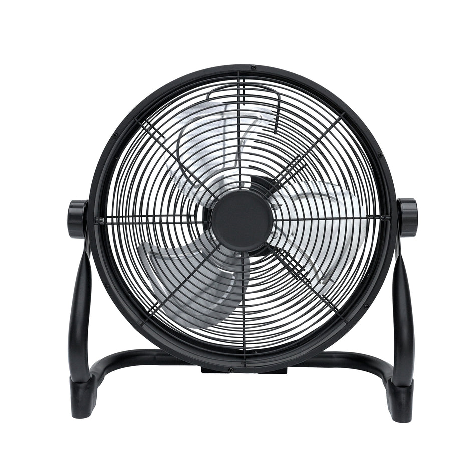 12-in 120 -Volt Indoor Black Oscillating Floor Fan Charger Included