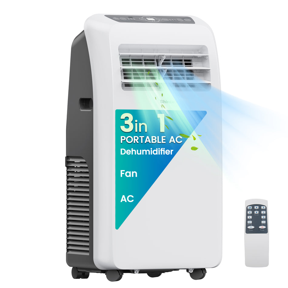 10,000 BTU (ASHRAE) Portable Air Conditioner Cools 400 sq. ft. with 76 pt. Dehumidifier & Remote, Swing, Washable Filter