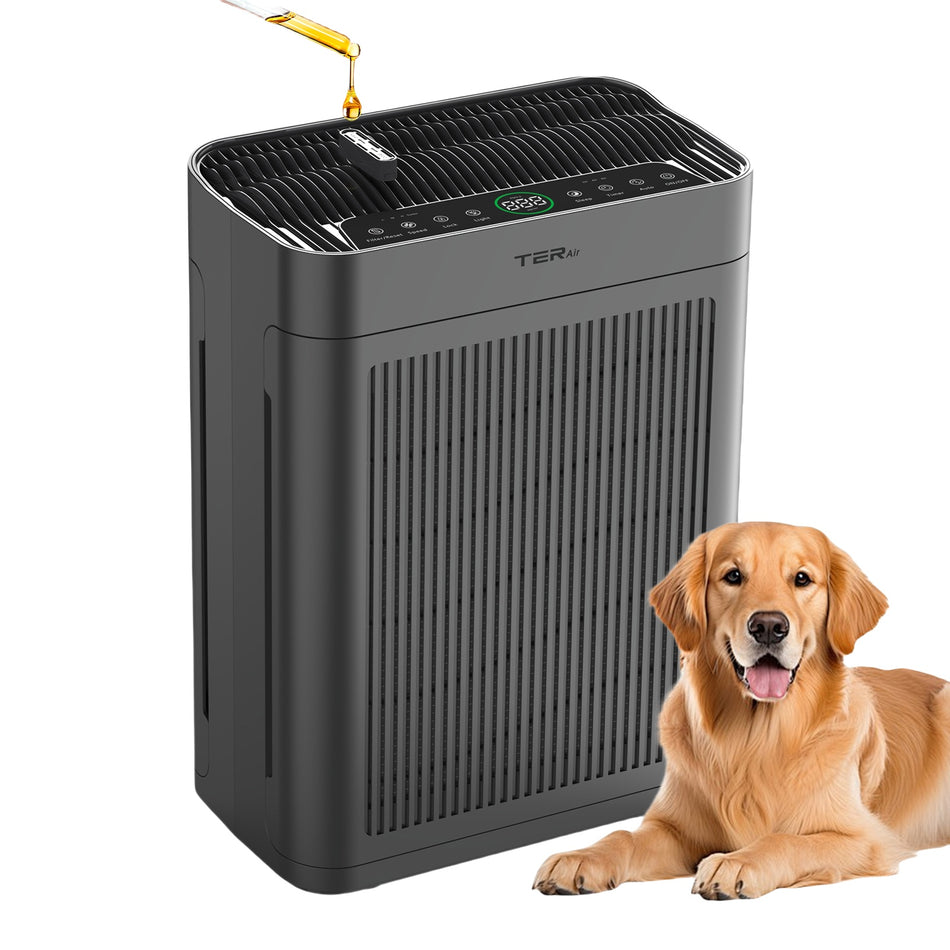 3000 sq. ft. Black HEPA Personal Room Air Purifier with Smart Controls and Whisper-Quiet, Air Quality Monitoring
