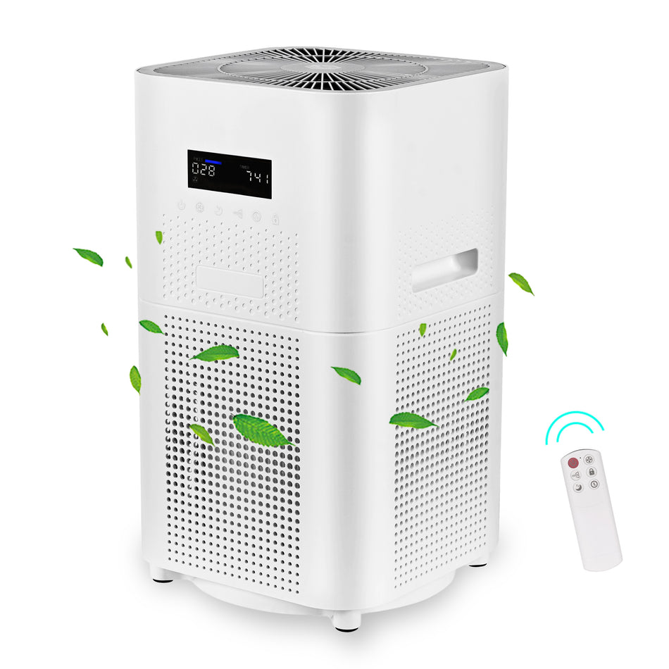 Edendirect 516 sq. ft. H13 HEPA True Personal Console Air Purifier with Remote in Whites, 235 CFM, Activated Carbon Odor Purify