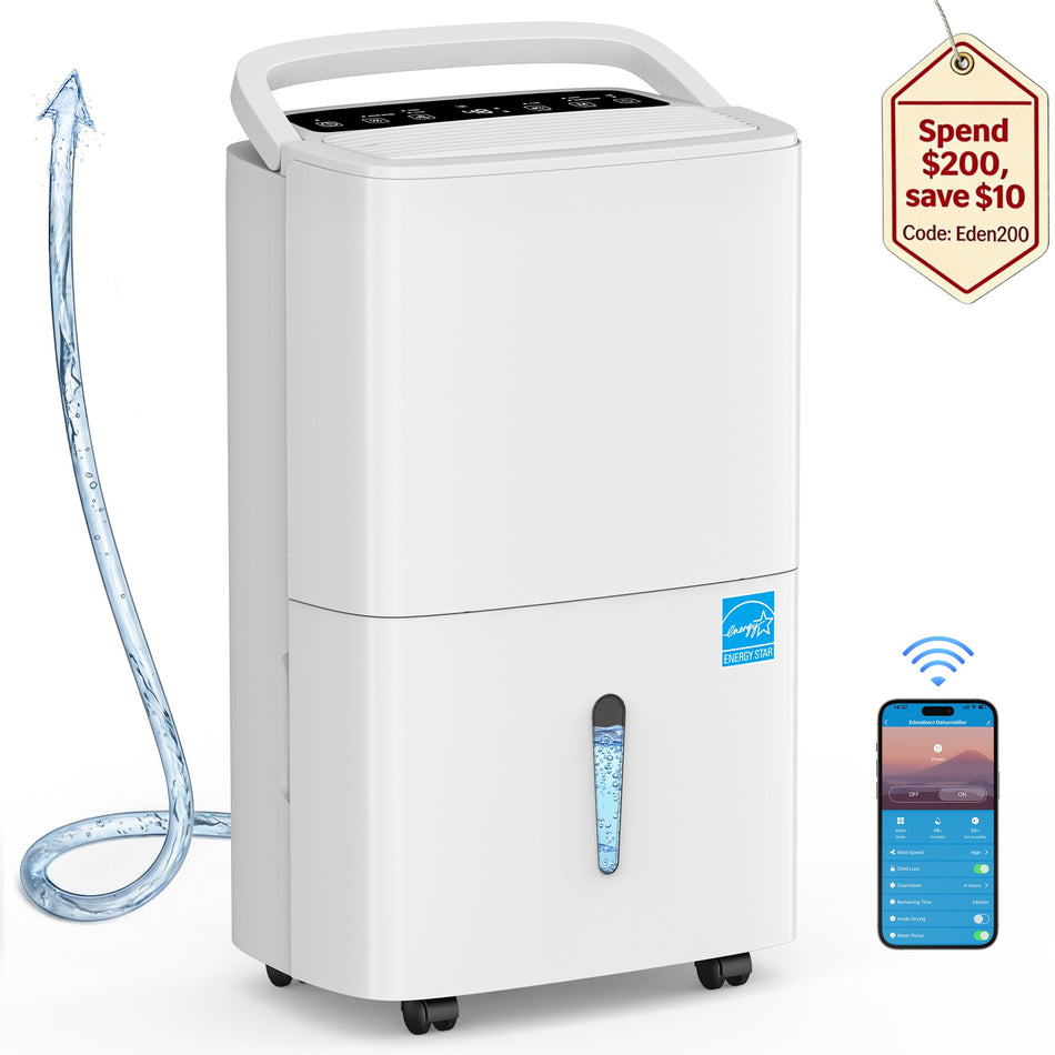150 pt. 7,000 sq.ft. Dehumidifier in White with Pump, Auto Defrost, Dry Clothes Function, 24 H Timer