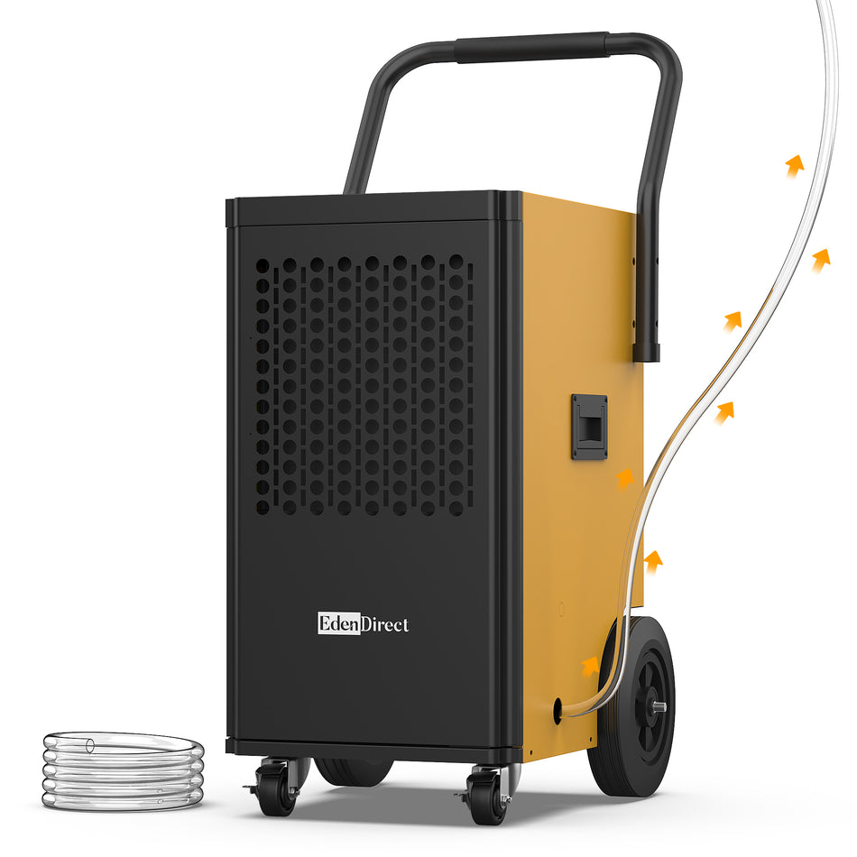 150 pt. 6,000 sq. ft. Buckless Industrial Dehumidifier in Yellows with Pump, Dehumidifier for Basement, ETL Certified