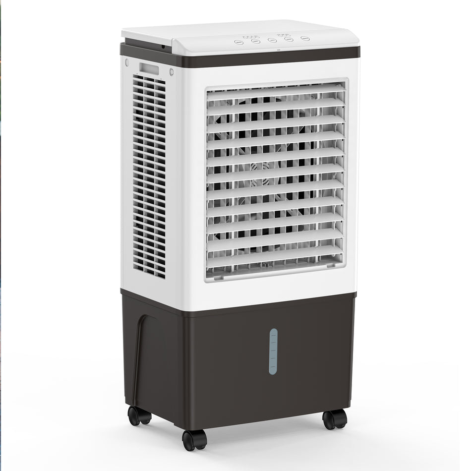 2,800 CFM 3-Speed 12 Gal. Portable Evaporative Cooler, Swamp Cooler for 650 sq. ft. w/ Remote, Air Swing, Timer (Brown)