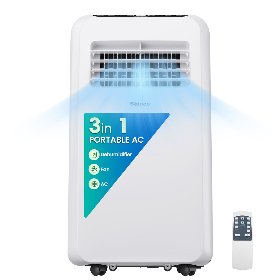 8,000 BTU (4,550 BTU DOE) Portable Air Conditioner Cools 350 sq. ft. with Dehumidifier, Speed-Control, Remote