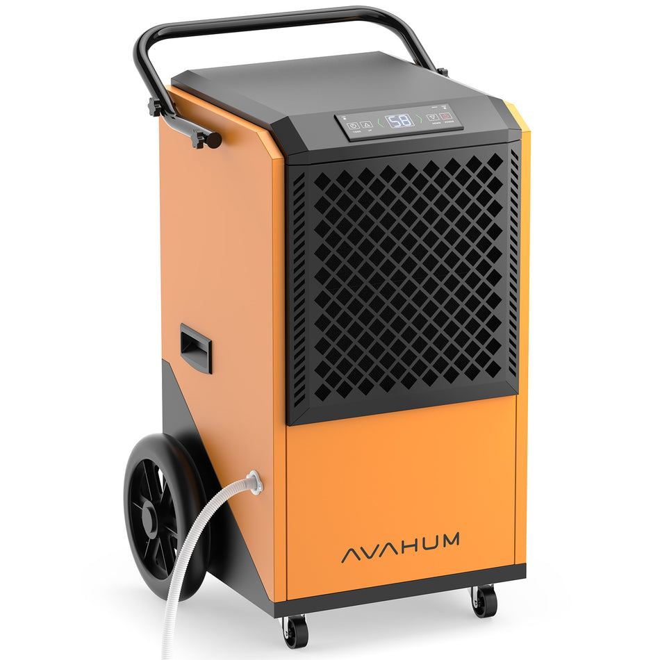 305 pt. 9000 sq. ft. Bucketless Commercial Dehumidifier in Orange with Pump, Drain Hose,Automatic Defrost,Continuous Run