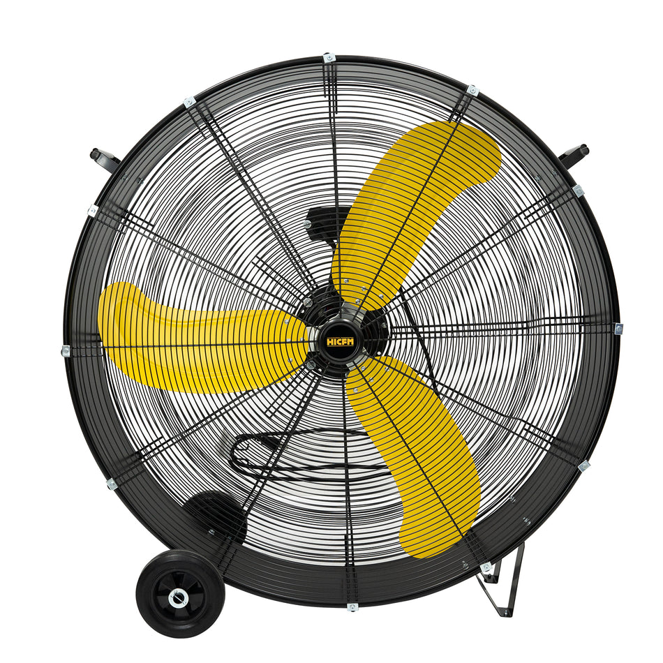 39 in. 2-Speeds High Velocity Drum Fan in Black with Powerful 3/5 HP Motor, Handle, Wheels, for Commercial or Industrial