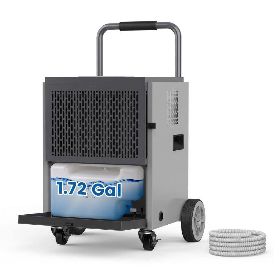 100 pt. 4500 sq. ft. Commercial Dehumidifier in. Blacks with Bucket, Hose for Garage Industrial Dehumdifier for Basement