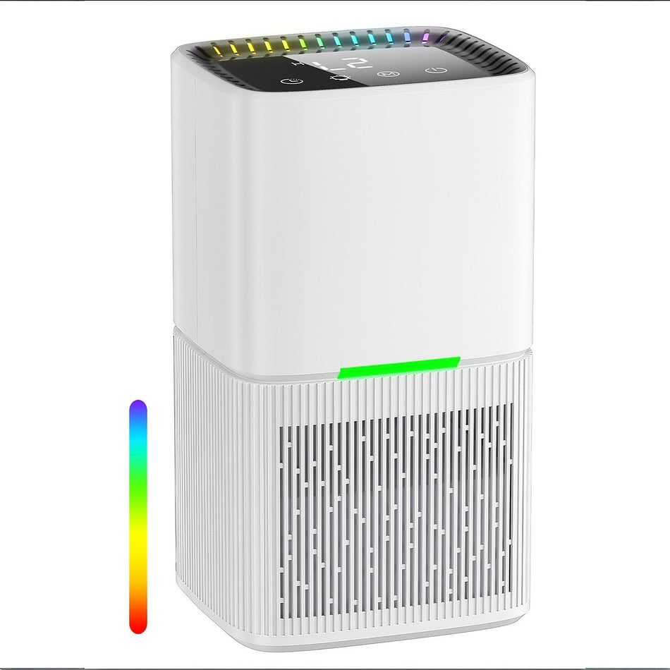 Dehumidifier, 60 OZ Water Tank, Dehumidifiers for Home, 500 sq. ft. Dehumidifier for Basement Bathroom Bedroom with Auto Shut Off, 7 Colors LED Light, Quiet Dehumidifiers with Sleep Mode (White)