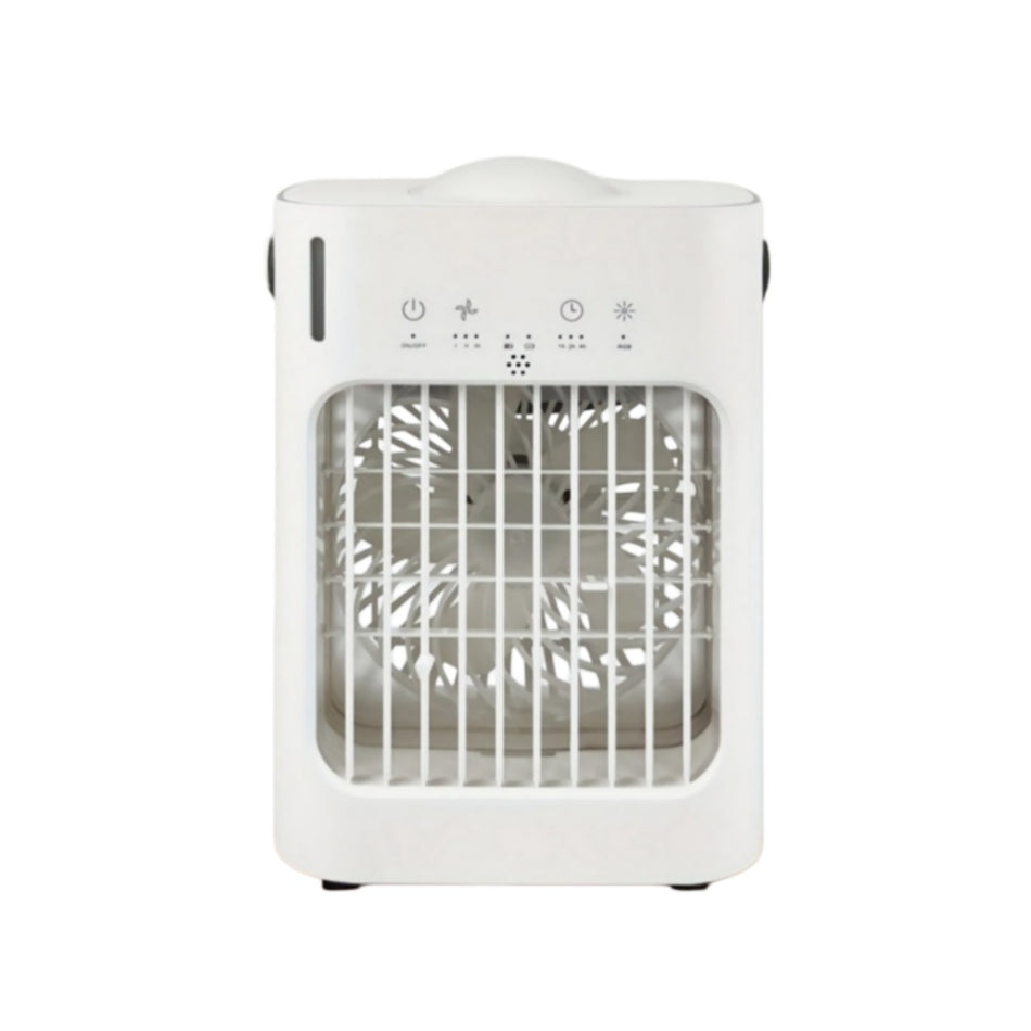8 in. 3 fan speeds Desk Fan in White with mist cooling and quiet operation
