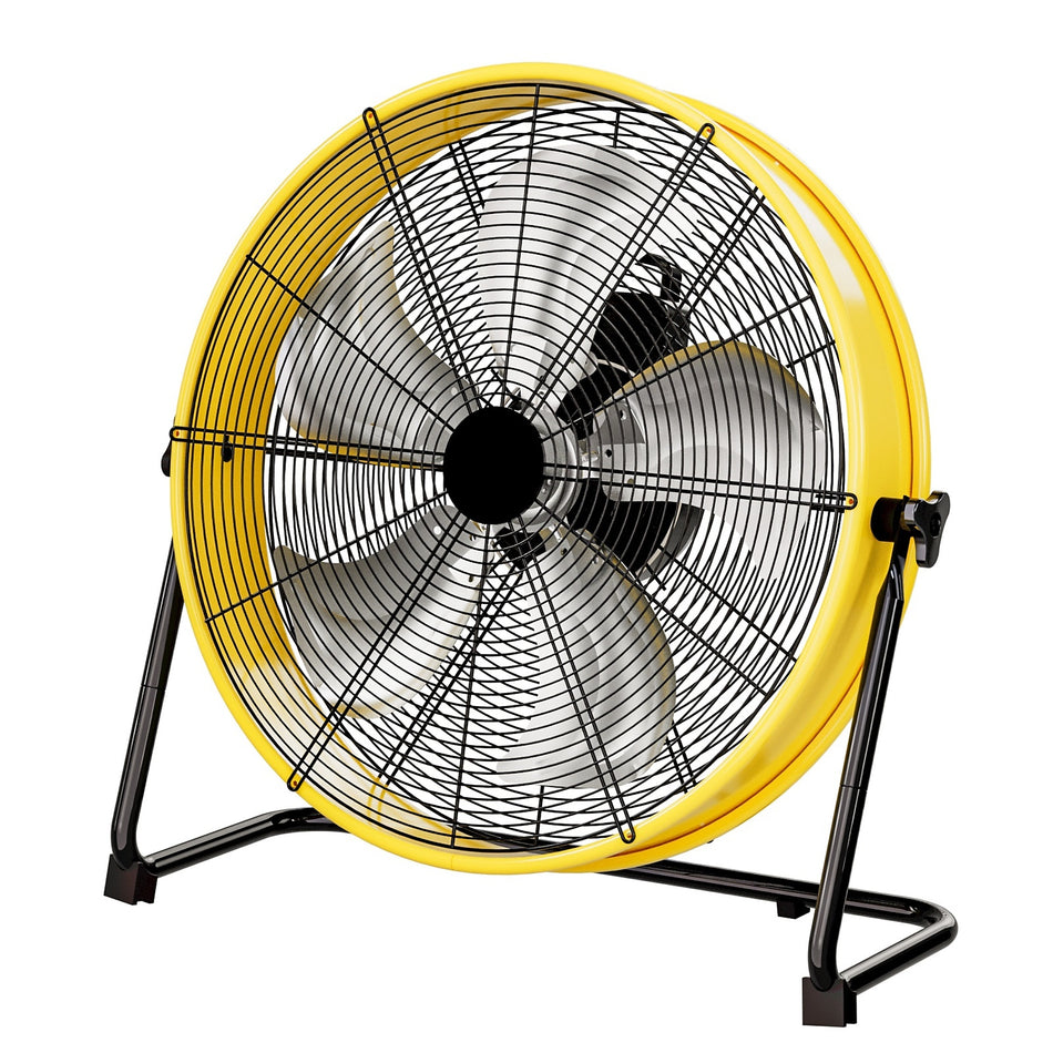 20 in. 4-Speed 4650 CFM 360° Tilt Industrial Drum Floor Fan with Casters & Handle