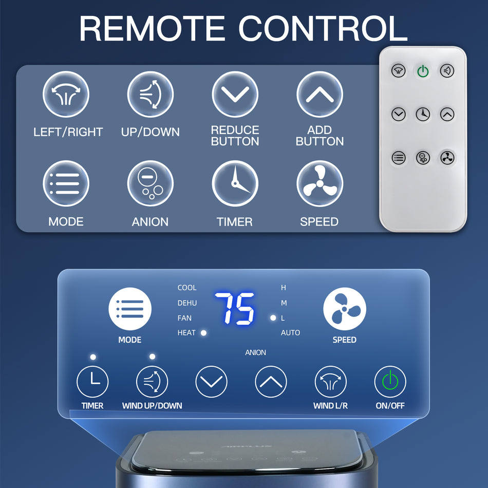 7,800 BTU (DOE) Portable Air Conditioner Cools 7,00 Sq. Ft. with Heater and Dehumidifier, with Remote Control