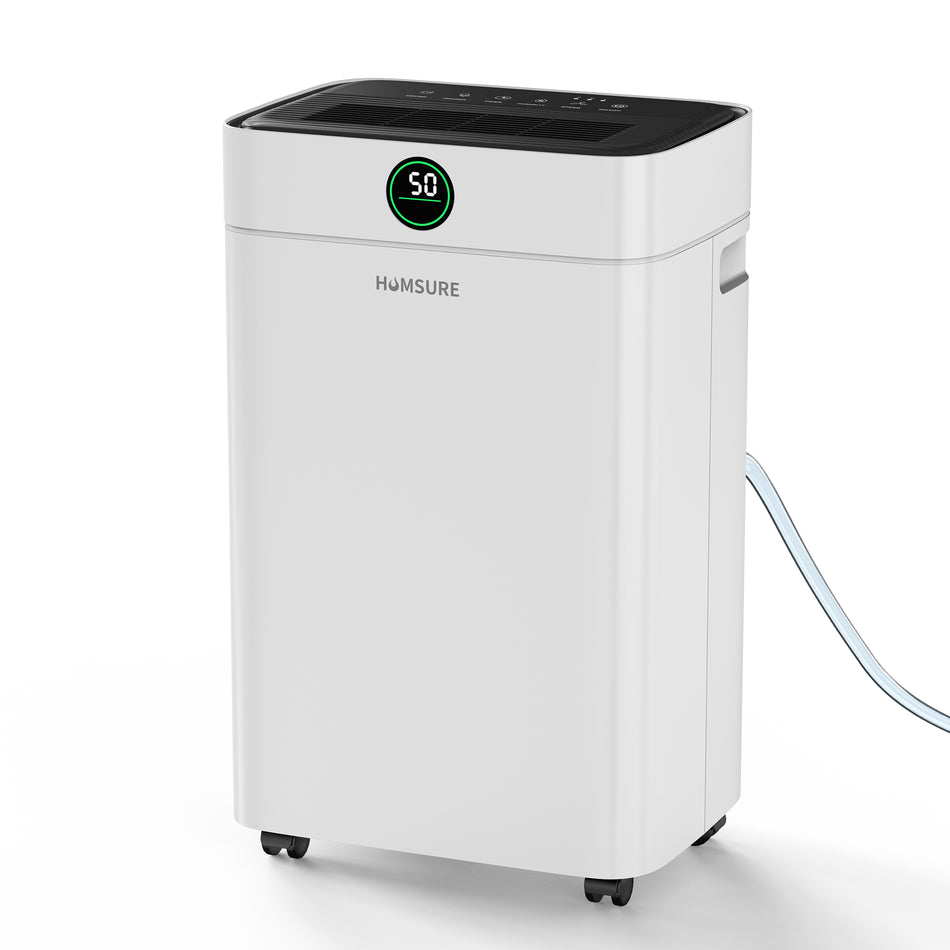 34 pt. 2,500 sq. ft. Dehumidifier in White with Drain Hose and Bucket, Auto Defrost, Low Noise, Dehumidify Efficiently
