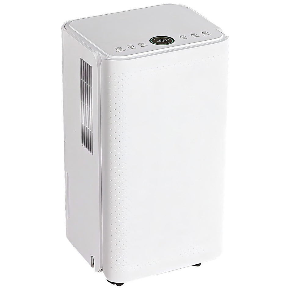 25 pt. 2,000 sq. ft. Dehumidifier for Damp Rooms in White with Drain Hose, Bucket and Auto Defrost for Basement