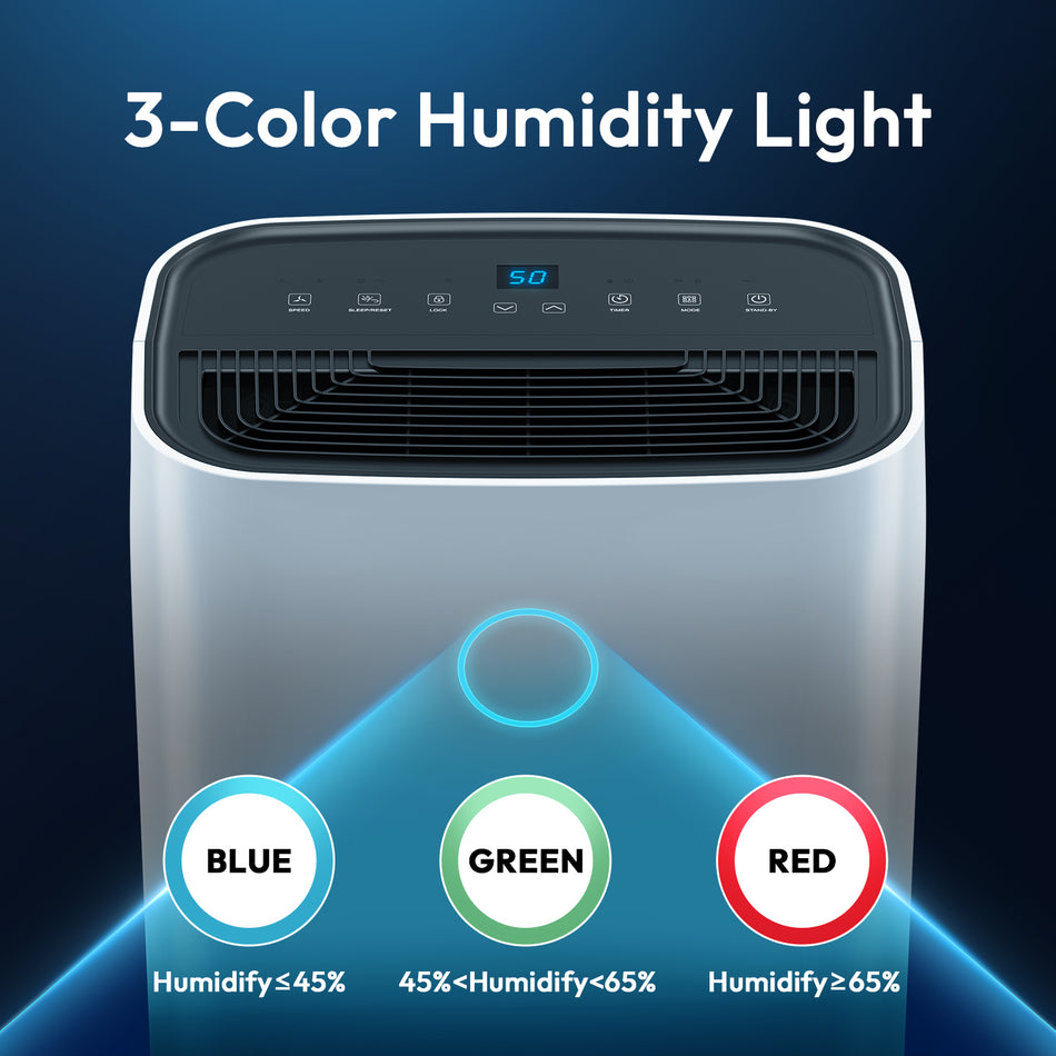 50 pt. 4,500 sq. ft. Dehumidifier for Home in. White, with 1.05 Gal Bucket, Auto Defrost, 24 Hour Timer