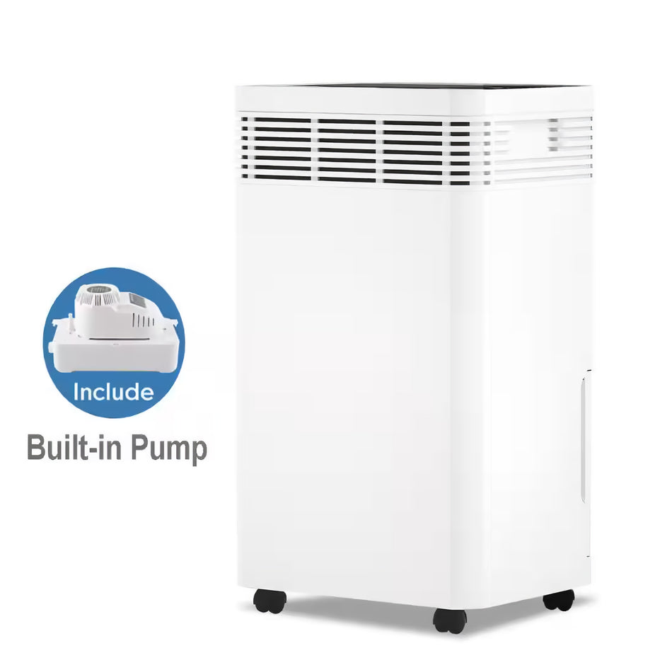 125 pt. 6,000 sq.ft. Commercial Dehumidifiers in White with Bucket and Built-in Pump, with Auto Defrost for Basement