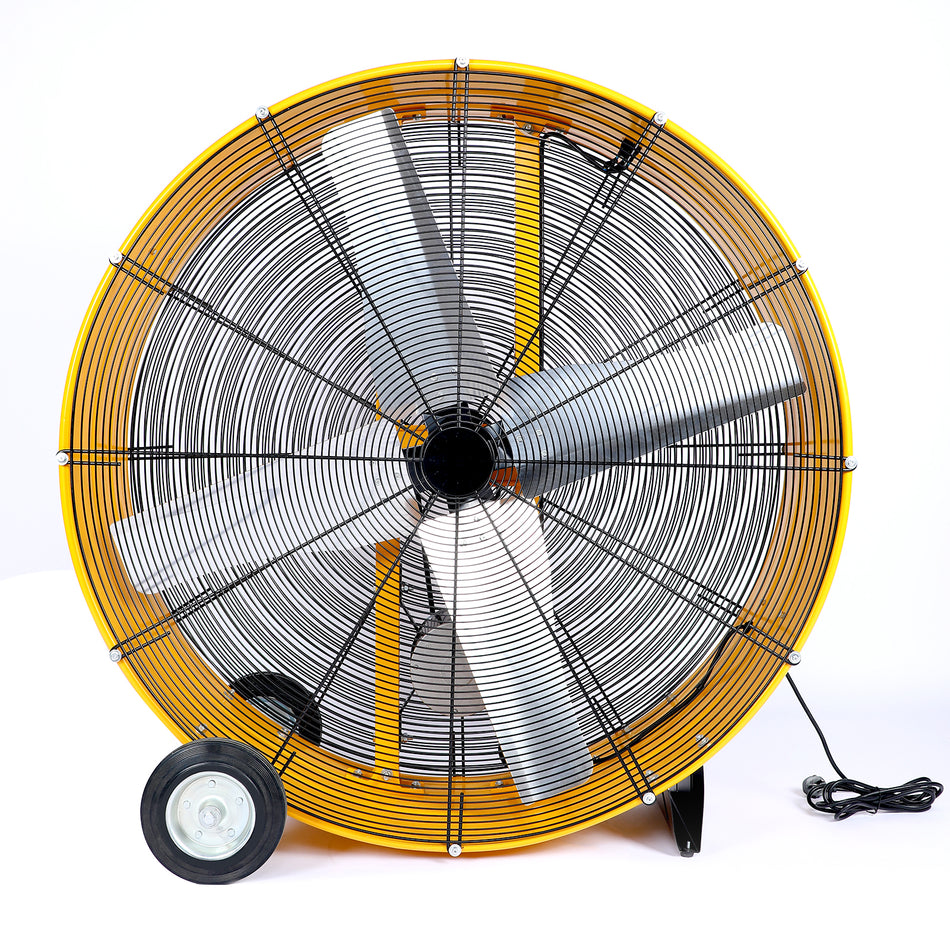 42 in. Yellow Heavy Duty Metal Industrial Drum Fan, 2 Speed Air Circulation for Warehouse, Greenhouse, Factory
