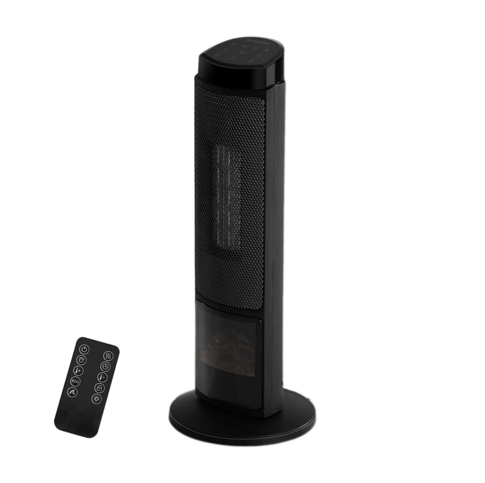 1500 Watt 23.6 in. Indoor Portable Electric Tower Space Heater, Remote, Timer, 3 Heating Modes, 7 Flame Colors