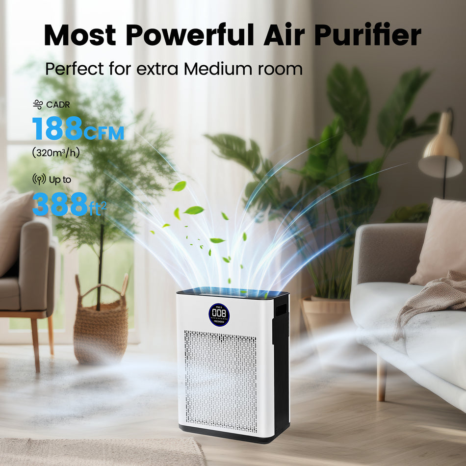 387 sq. ft. H13 HEPA True Personal Console Air Purifier in Whites, 190 CFM, Activated Carbon Odor Purify, Ozone-Free