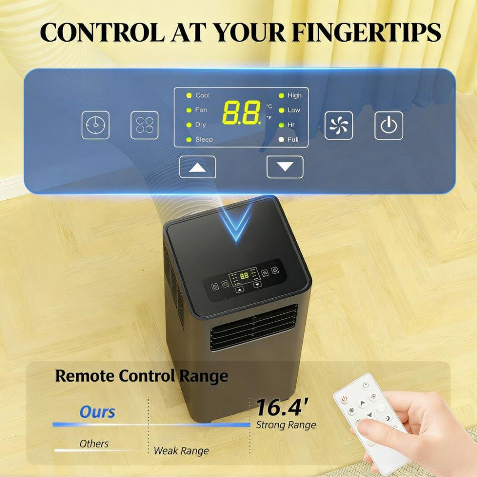 10000 BTU 3-in-1 Portable Air Conditioner, with 441 Sq. Ft. Coverage, Sleep Mode, Remote Control, 24H Timer, Window Kit