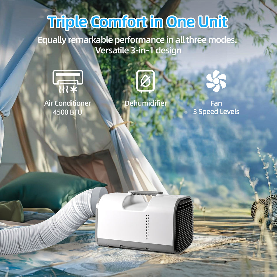 4,500 BTU Portable Air Conditioner Cools 150 Sq. Ft. in Gray with Dehumidifier, Remote Control and LED Touch Screen