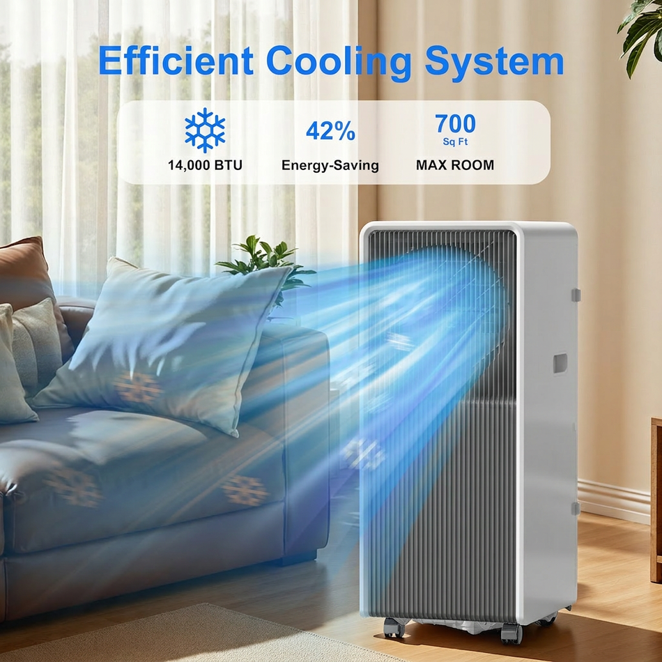 10,000 BTU (DOE) Portable Air Conditioner Cools 450 sq. ft. with Dehumidifier and Remote in White