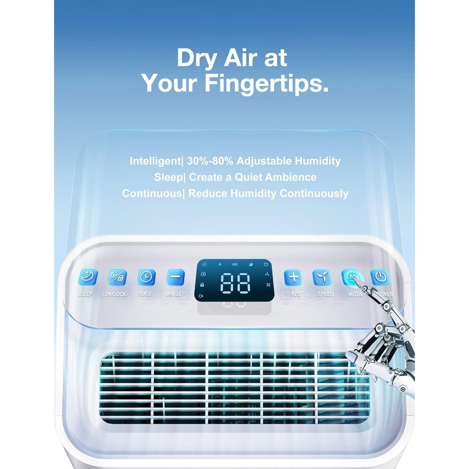 50 pt. 4000 sq. ft. Commercial Dehumidifier in. White with Bucket, Smart Memory