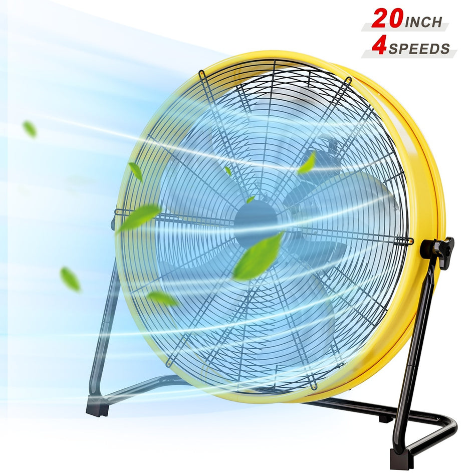 20 in. 4-Speed 4650 CFM 360° Tilt Industrial Drum Floor Fan with Casters & Handle