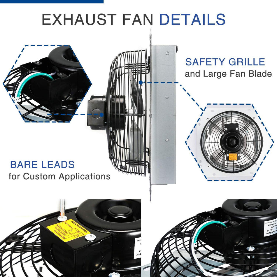 10 in. 820 CFM CFM Silver Exhaust Electric Powered Gable Mount Shutter Fan/Vent, High Speed, Silver